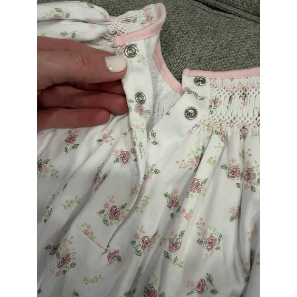 Magnolia Baby Smocked Bishop Style Long Sleeve Fleoal Romper 9 Months NWT $62